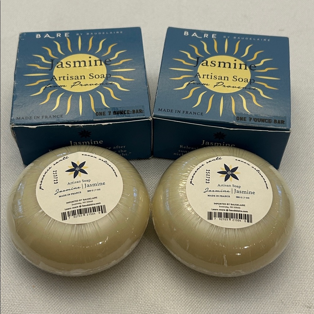 BARE Baudelaire Jasmine Artisan Soap 4 Bars 2 - 7oz & 2 - 2.7oz Made in France - Picture 4 of 16